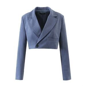 Linjia Shop Small Crop Blazer Mia Royal Blue Military Jacket Style